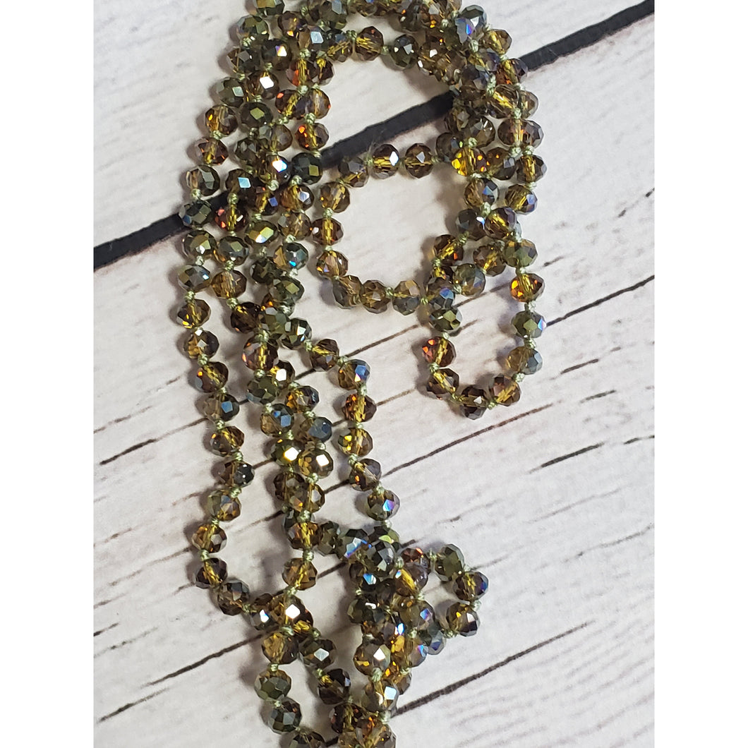 Long Cut-glass Layering bead necklace ~Olive - My Wyo Designs