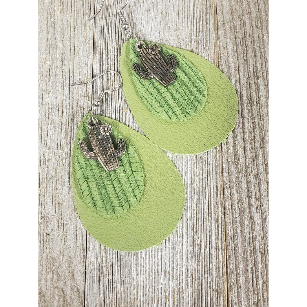 Double Leather Cactus Earrings - My Wyo Designs