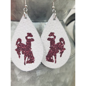 "Steamboat" Authentic Leather Earrings  lt.grey/wine - My Wyo Designs