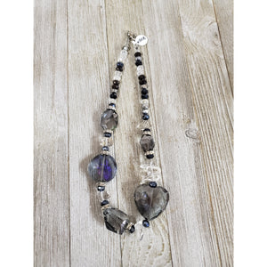 Grey Heart Crystal Rhondelle Necklace - My Wyo Designs
