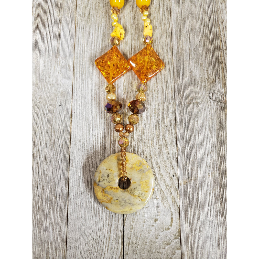 Amber Agate Donut Necklace - My Wyo Designs