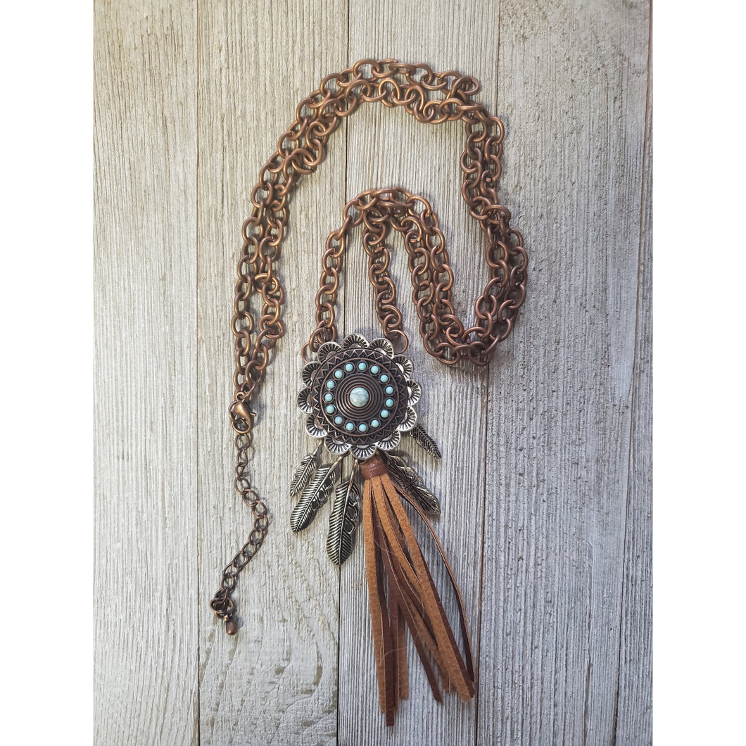 Copper Concho Tassel Chain Necklace - My Wyo Designs