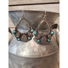 San Sophia Druzy Triple Earrings ~Silver/turquoise - My Wyo Designs