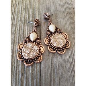 San Sophia Druzy Earrings ~Copper/ivory - My Wyo Designs