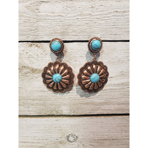 Dancing in the Plains~ Concho earring Turquoise/copper - My Wyo Designs