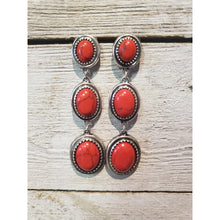 Triple Stone ~Western Dangle Earring Red/silver - My Wyo Designs