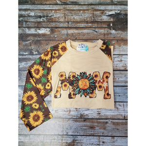 MOM Sunflower Raglan Tee - My Wyo Designs