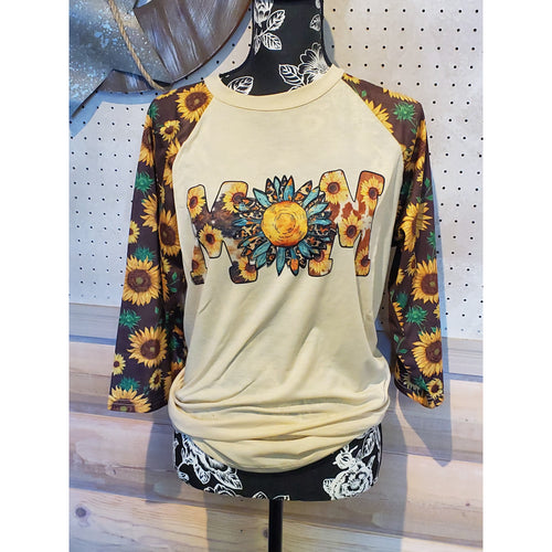 MOM Sunflower Raglan Tee - My Wyo Designs