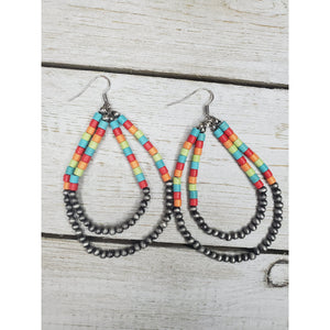 Double Navajo Inspired large Hoops - My Wyo Designs