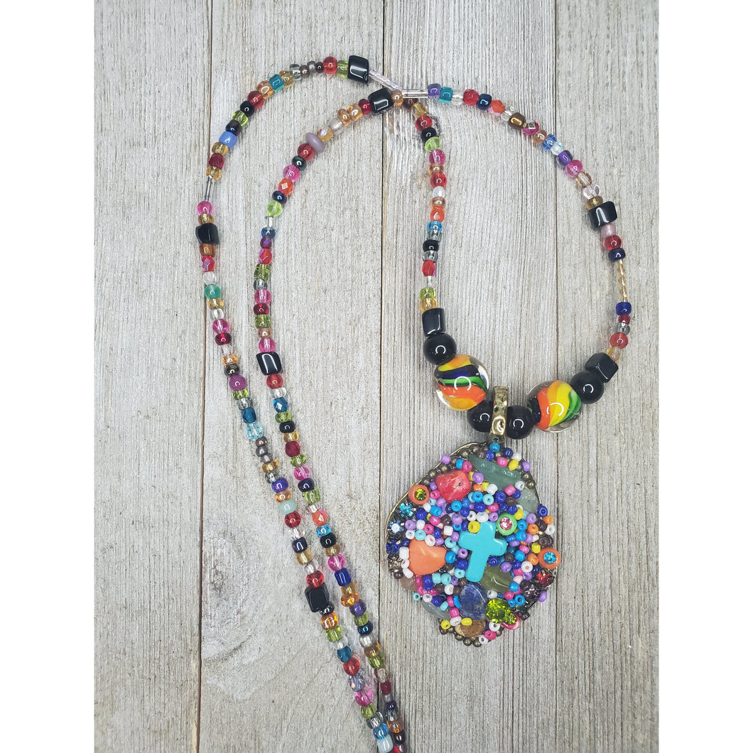 Multi bead ~Boho~ Pendant Necklace - My Wyo Designs