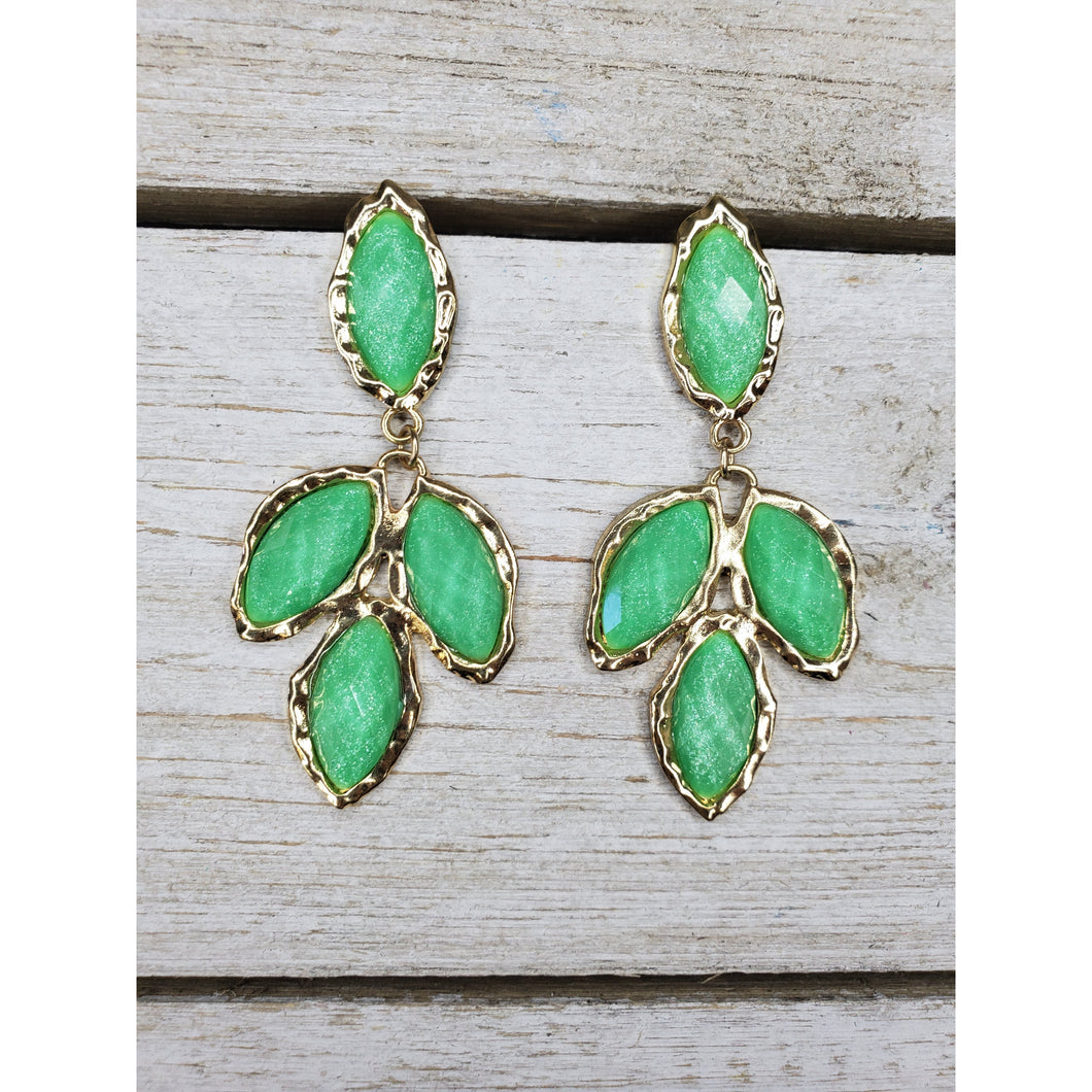 Leaf Pearlized Green Drop Earrings - My Wyo Designs