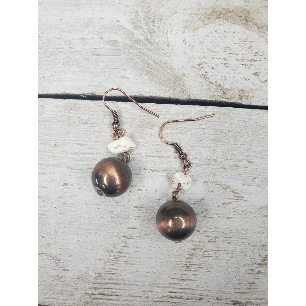 Copper Navajo Pearl inspired w/howlite earrings - My Wyo Designs