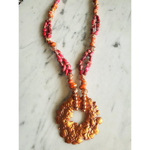 Orange & Magenta Sea Sediment Copper Drop Necklace - My Wyo Designs