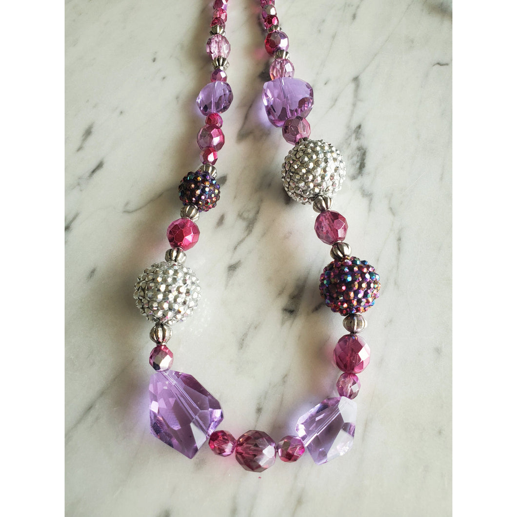 Long Pink & Purple Disco Beads Necklace - My Wyo Designs
