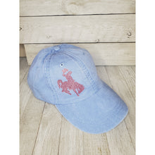 Summer Ball Cap Bucking Horse & Rider®️ ~Dusty Blue/Rose gold - My Wyo Designs