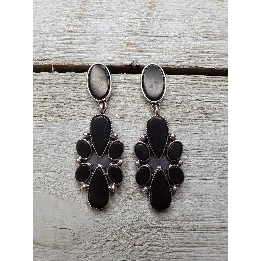 Western Black Stone Drop Earrings - My Wyo Designs