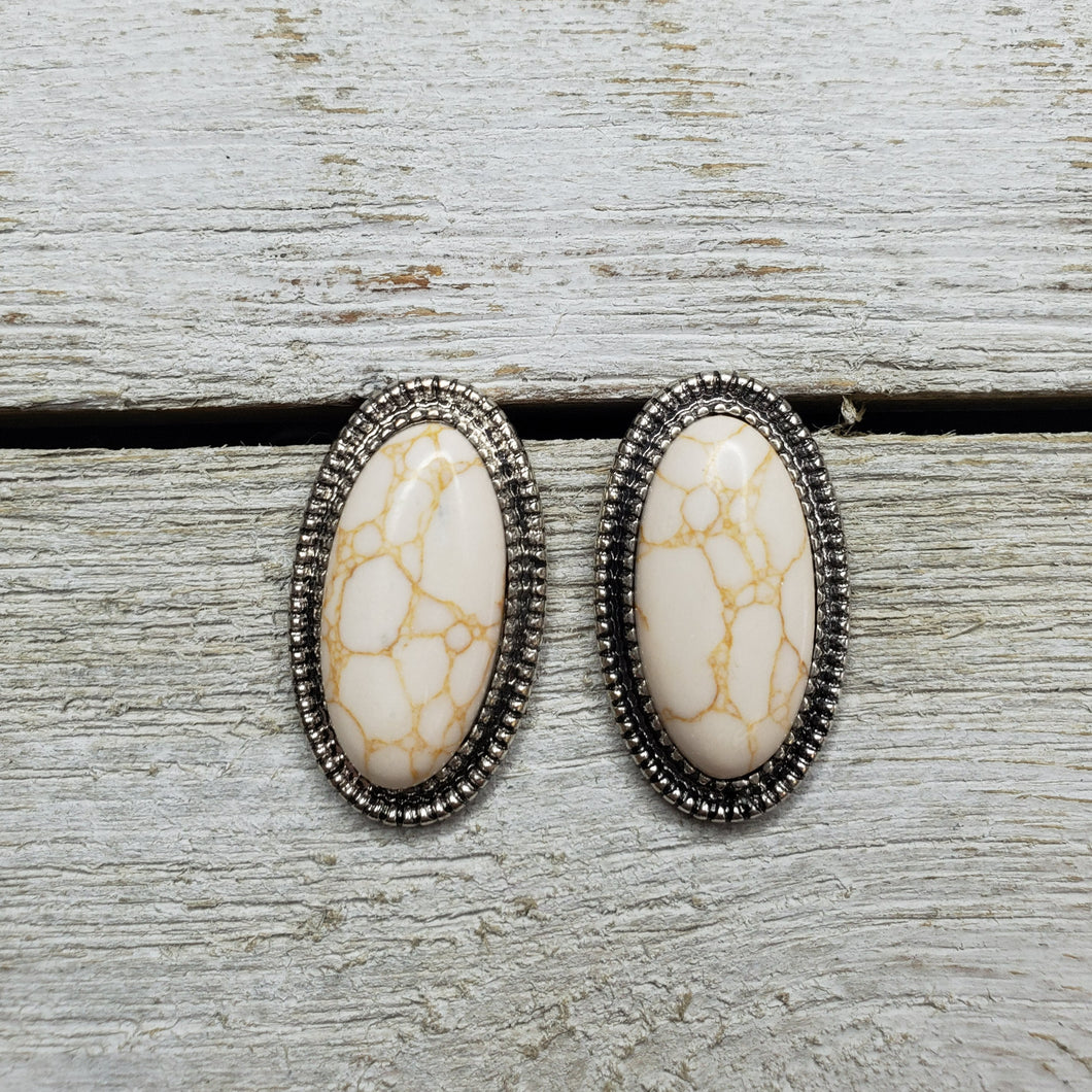 Western Oval Button Natural Earrings - My Wyo Designs