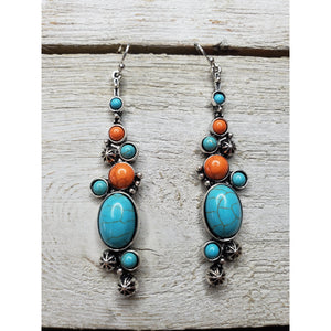 Western Cluster Turquoise & Coral Earring - My Wyo Designs