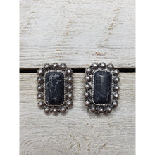Western Black Stone Rectangle Earrings - My Wyo Designs