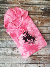 Tie Dye Radiating Bucking Horse & Rider®️ Pink Hoodie - My Wyo Designs