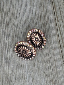 Copper AB Crystal Concho Post Earrings ~small~ - My Wyo Designs