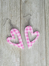 Pink Checkered Whimsy Heart Acrylic Earrings - My Wyo Designs