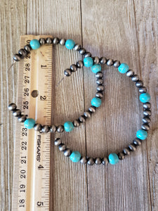 Navajo Pearl & Turquoise Big 3" hoops - My Wyo Designs