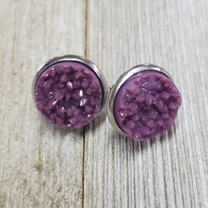 Dusty Plum~ Druzy Post Earrings~ - My Wyo Designs