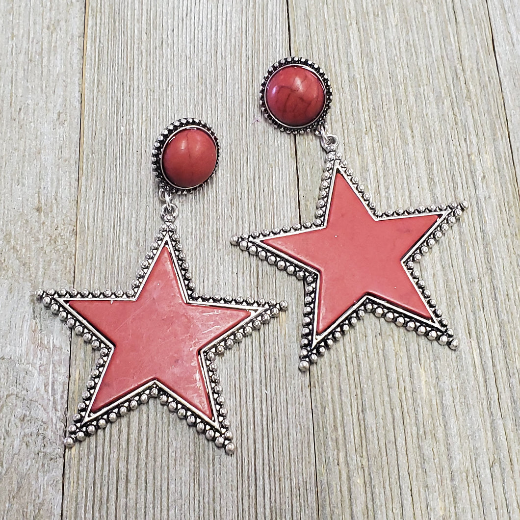 Red Star Stone Earrings - My Wyo Designs