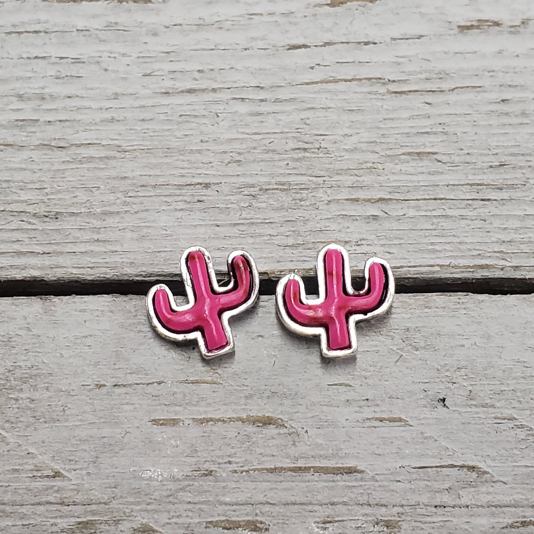 Teeny Tiny Hot Pink Cactus earrings - My Wyo Designs
