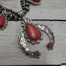 Long Red Coral Squash Blossom Necklace - My Wyo Designs