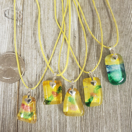Glitter & Fused Glass Freeform Pendant Necklace - My Wyo Designs
