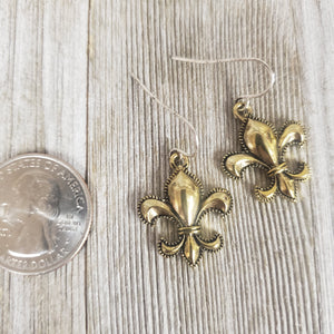 Goldtone Fleur De Lis Earrings - My Wyo Designs