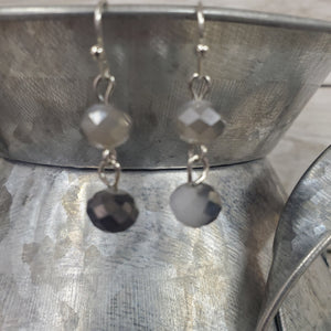 Double Facet Hematite Grey  & Naturel Stone Earrings - My Wyo Designs