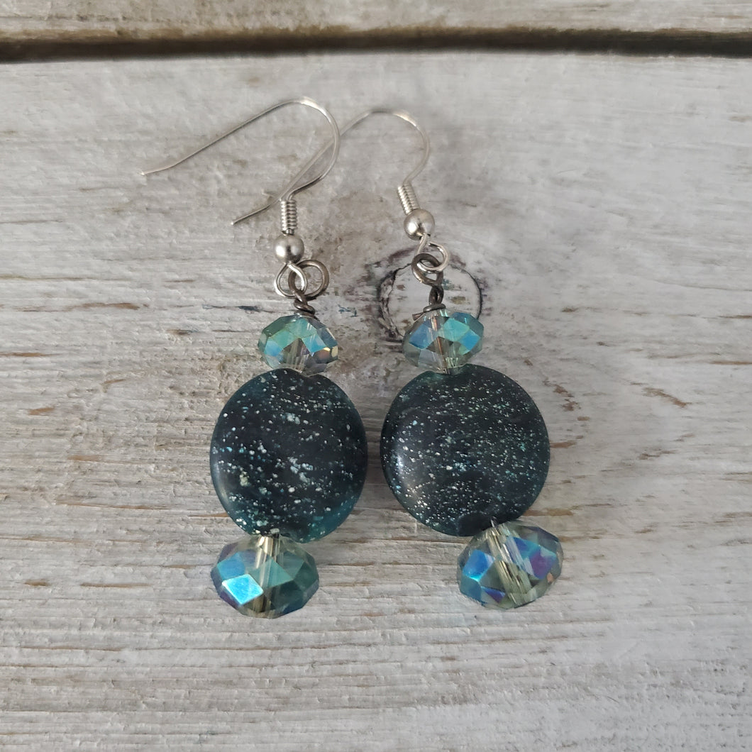 Cut Glass & Glitter Galaxy Disc Earrings - My Wyo Designs