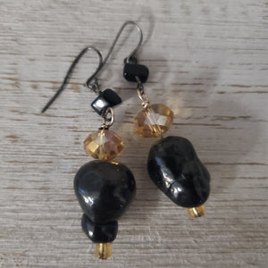 Black Howlite Nugget & Topaz Earring - My Wyo Designs