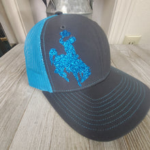 Charcoal & Turquoise Bucking horse & Rider®️Trucker cap* - My Wyo Designs