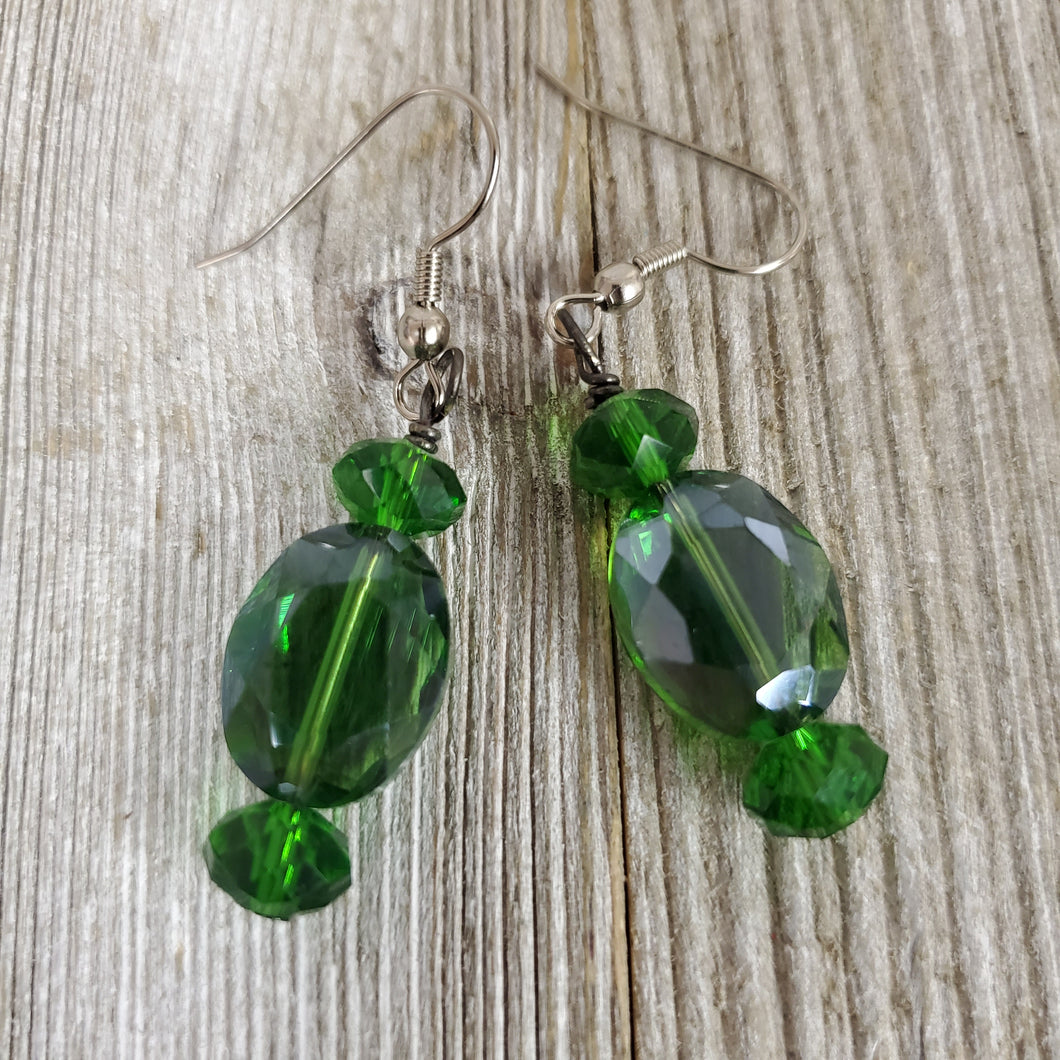 Emerald Green Cut Crystal~ Bead Earrings - My Wyo Designs