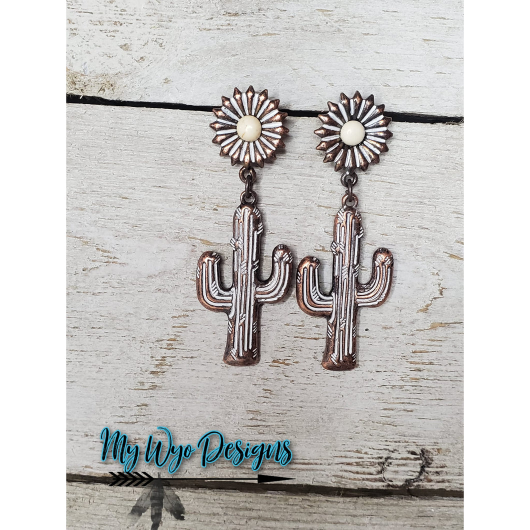 Copper ~Cactus Flower ~ earrings - My Wyo Designs