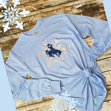 Sparkles like the Snow ~Bucking Horse~ LONG sleeve Tee ~Ice Blue~ {Pre-order} - My Wyo Designs