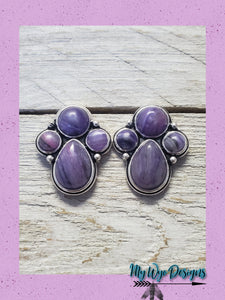 Stone Purple Striated Cluster Post Earring - My Wyo Designs
