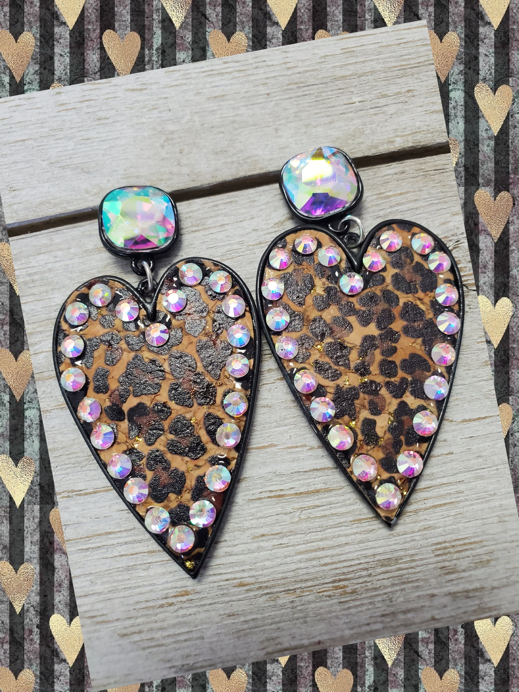 Leopard Crystal Heart Earrings - My Wyo Designs