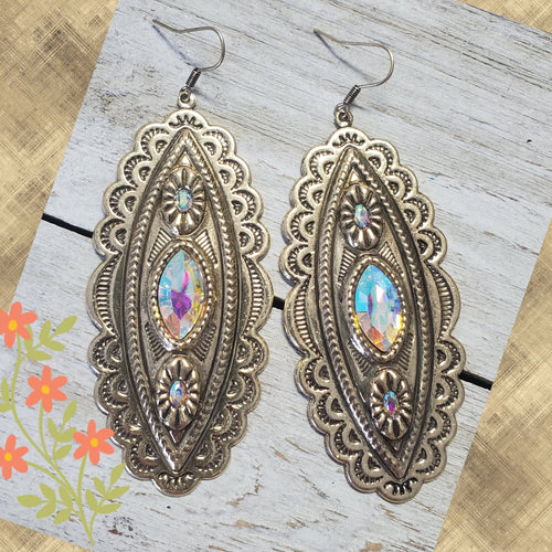 Shiny Gold Western Concho Elongated earring - My Wyo Designs