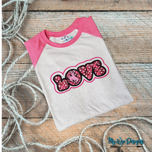 LOVE Buckin Hearts Raglan tee - My Wyo Designs