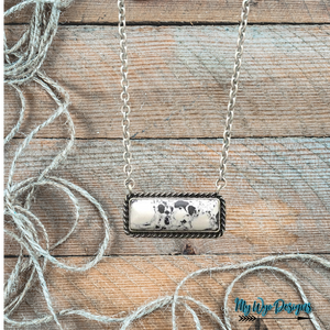 White Buffalo Turquoise Stone Bar necklace - My Wyo Designs