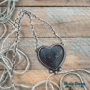 Black Stone Western Heart Necklace - My Wyo Designs