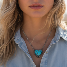 Turquoise Stone Western Heart Necklace - My Wyo Designs