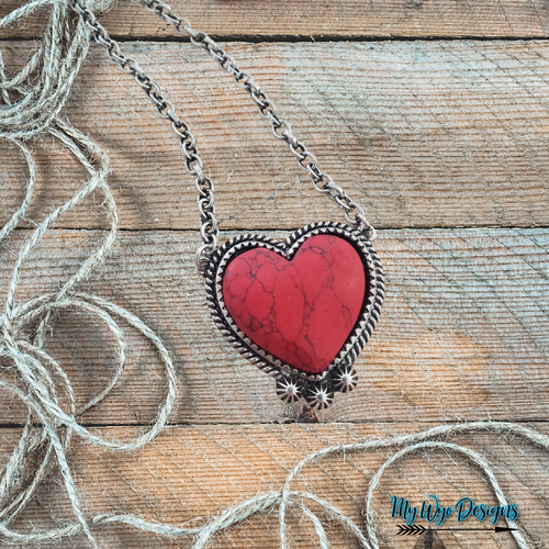 Red Western Heart Necklace - My Wyo Designs