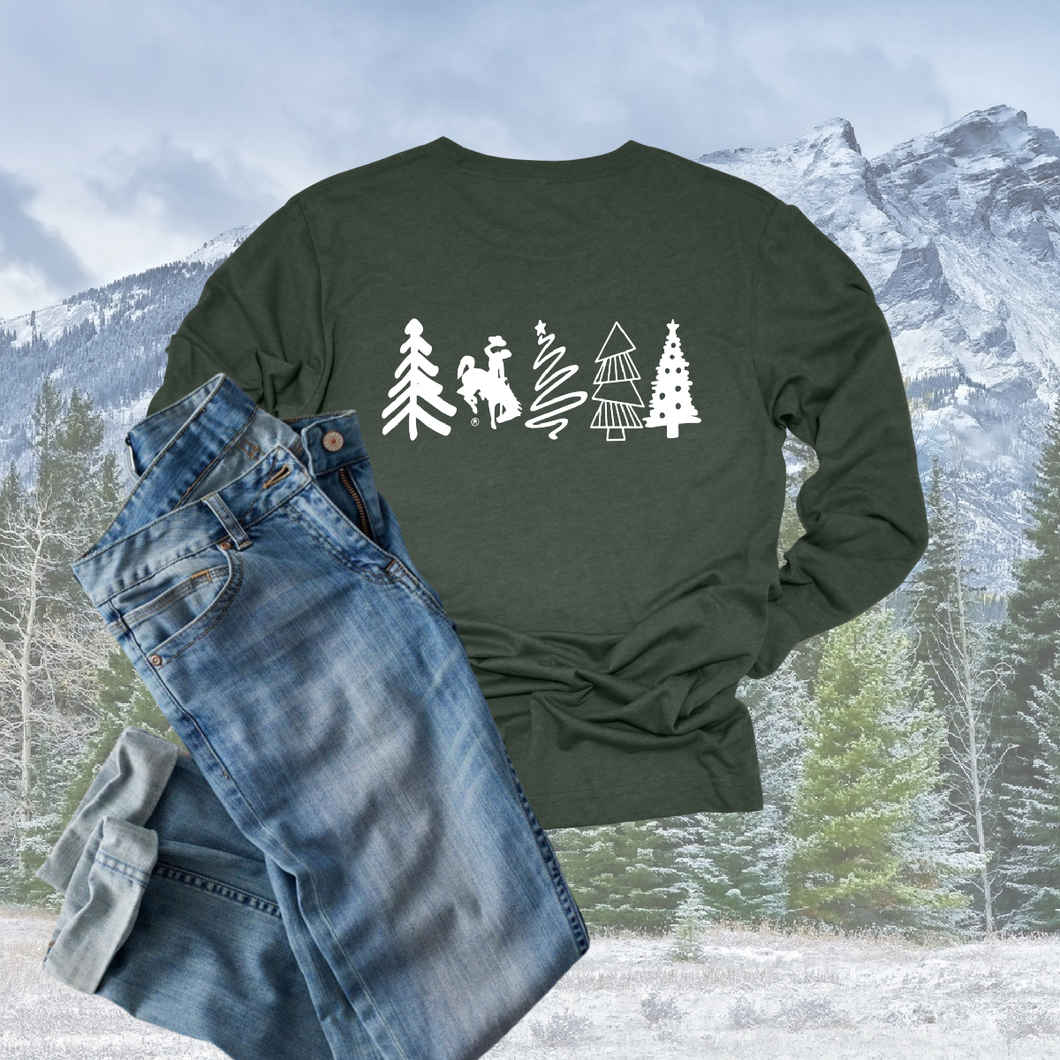 Dancing Trees in the Forest LONG sleeve Tee ~Heather Forest~ - My Wyo Designs