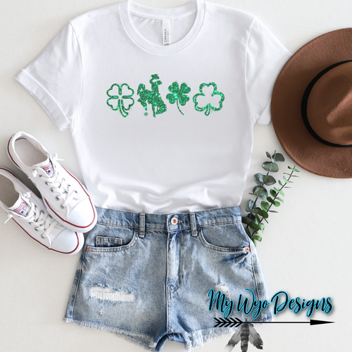 It's all about LUCK! Bucking Horse & Shamrock Tee - My Wyo Designs